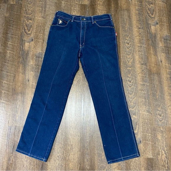Braxton Stretch Indigo Straight Leg Jeans with Contrasting Top Stitching SZ 34/M - Picture 2 of 10